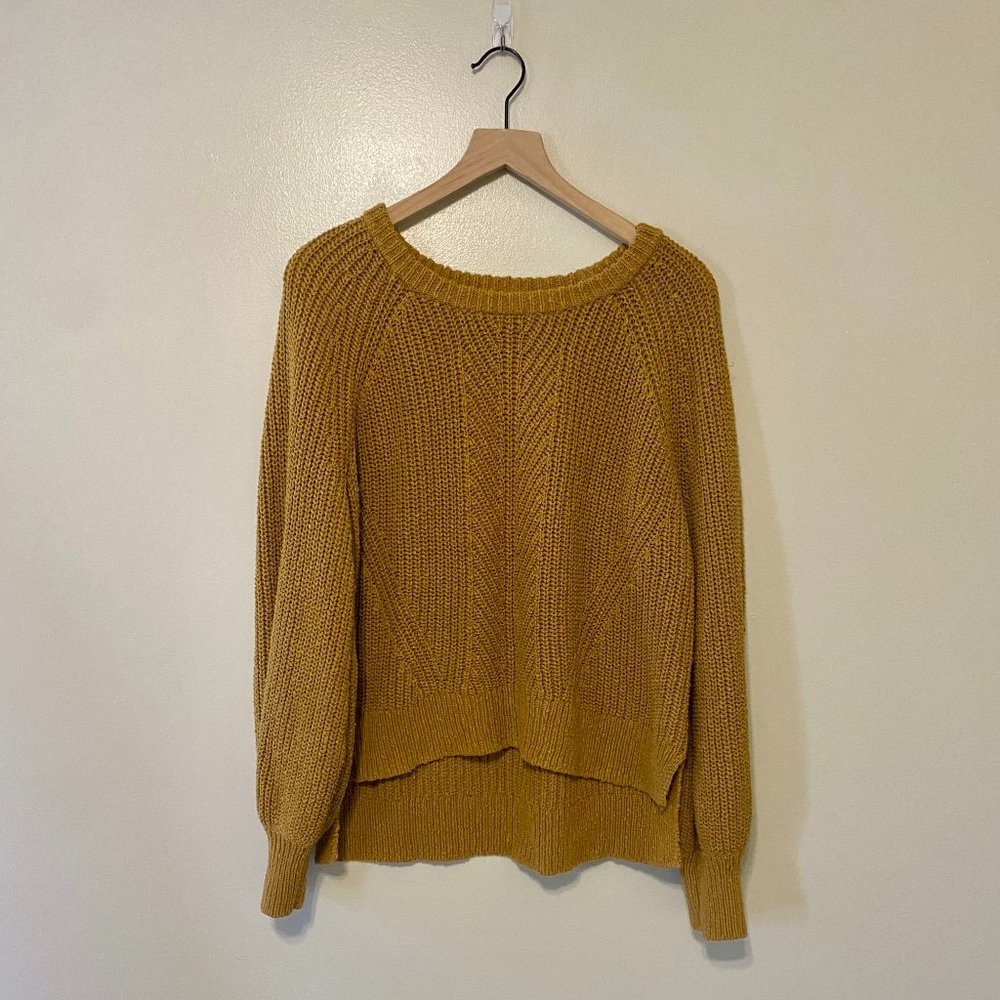 Balloon-Sleeve Pullover Sweater - Egyptian Gold